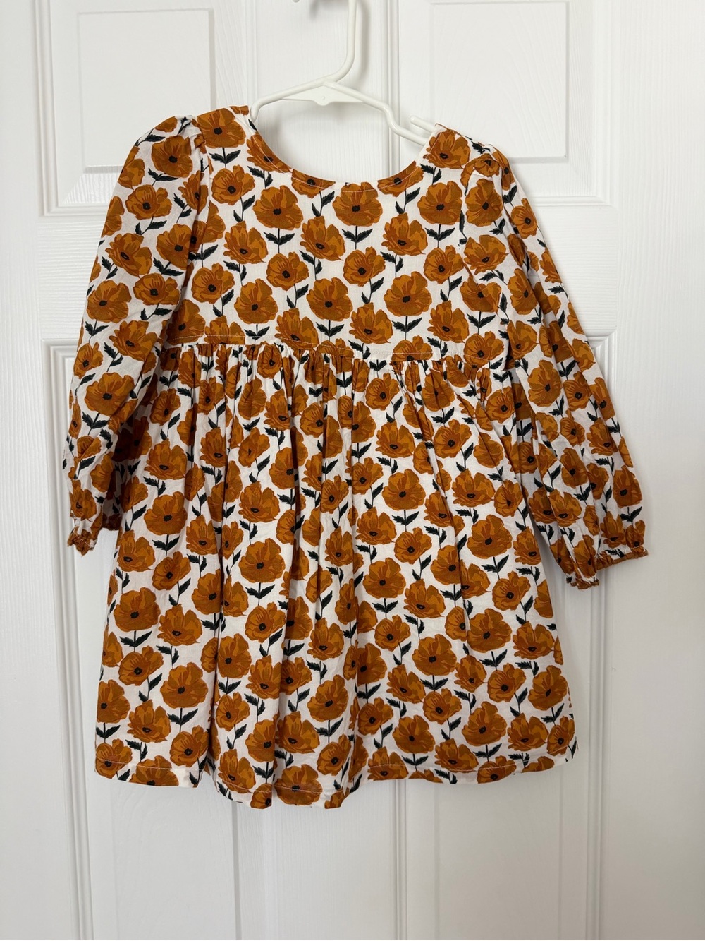 Happy by Pink Chicken Mustard Floral Long-Sleeve Girls Dress